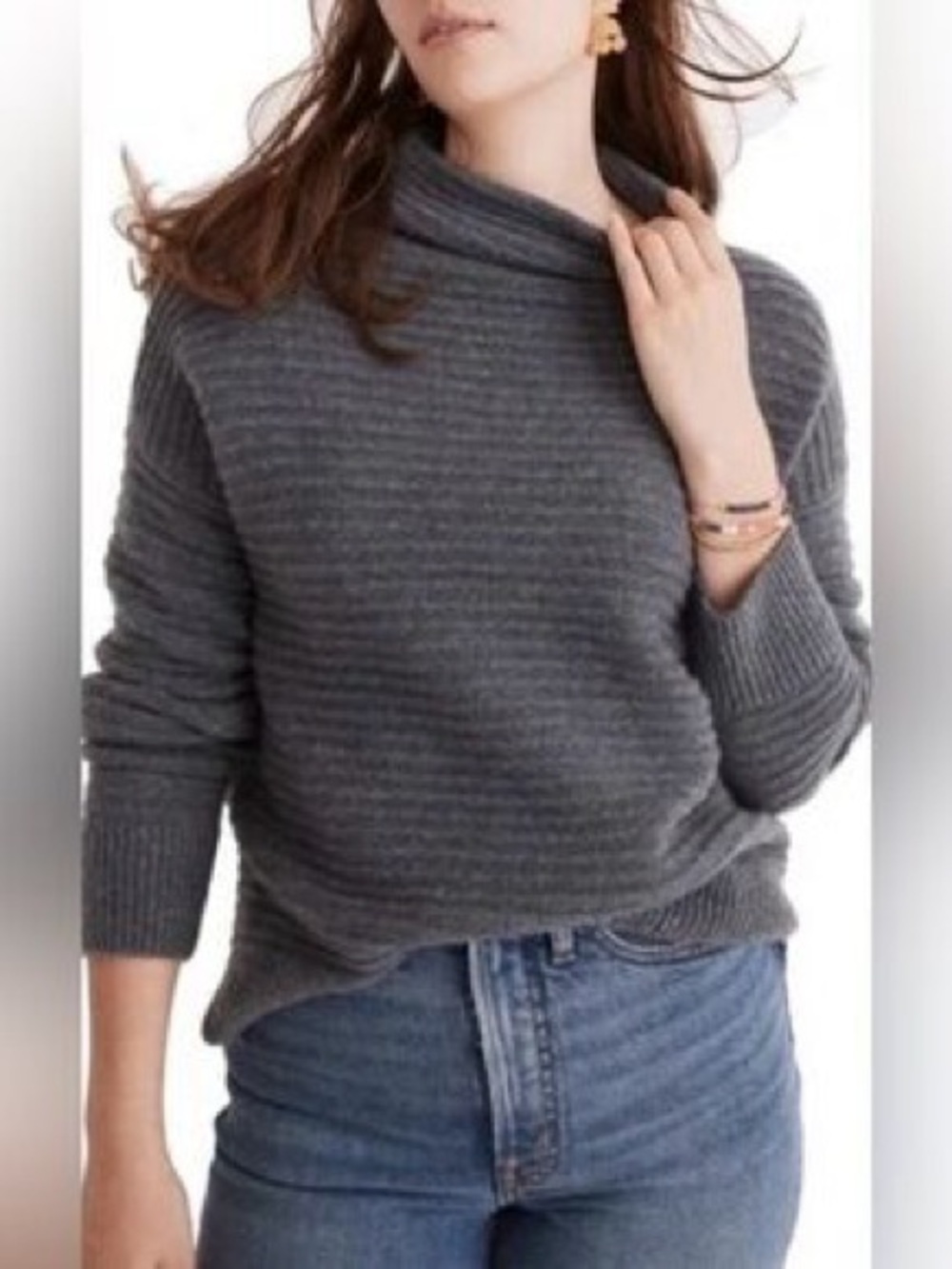 Madewell Women's Sweater Boho Turtleneck Mercer Chunky Knit M